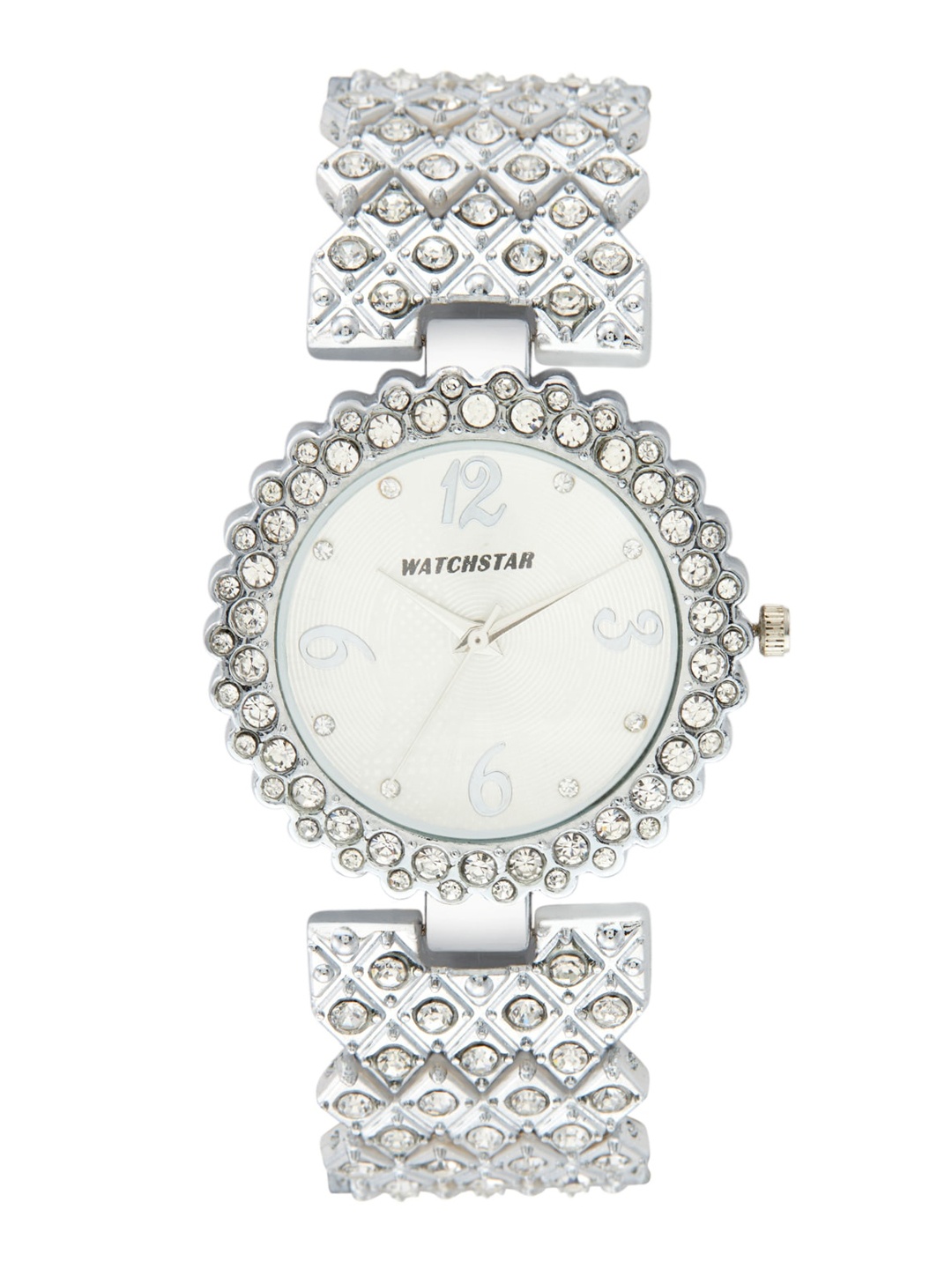 

WATCHSTAR Women Embellished Dial & Stainless Steel Straps Analogue Watch Dollar Silver