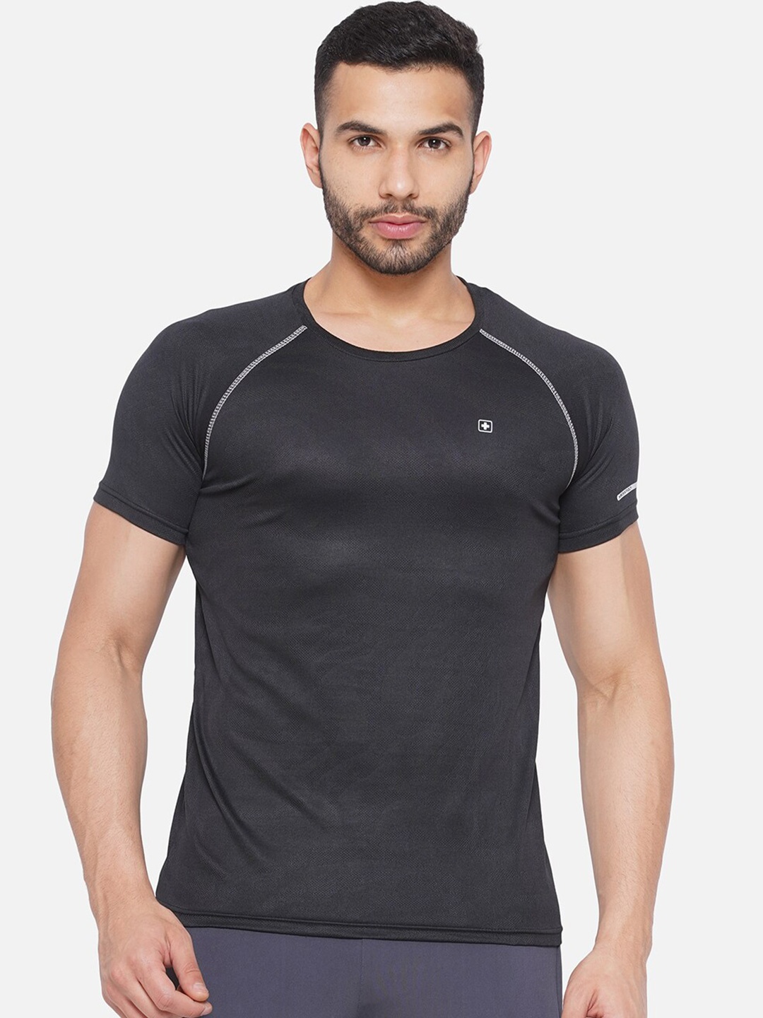 

SWISS MILITARY Raglan Sleeves Round Neck Sports T-shirt, Black