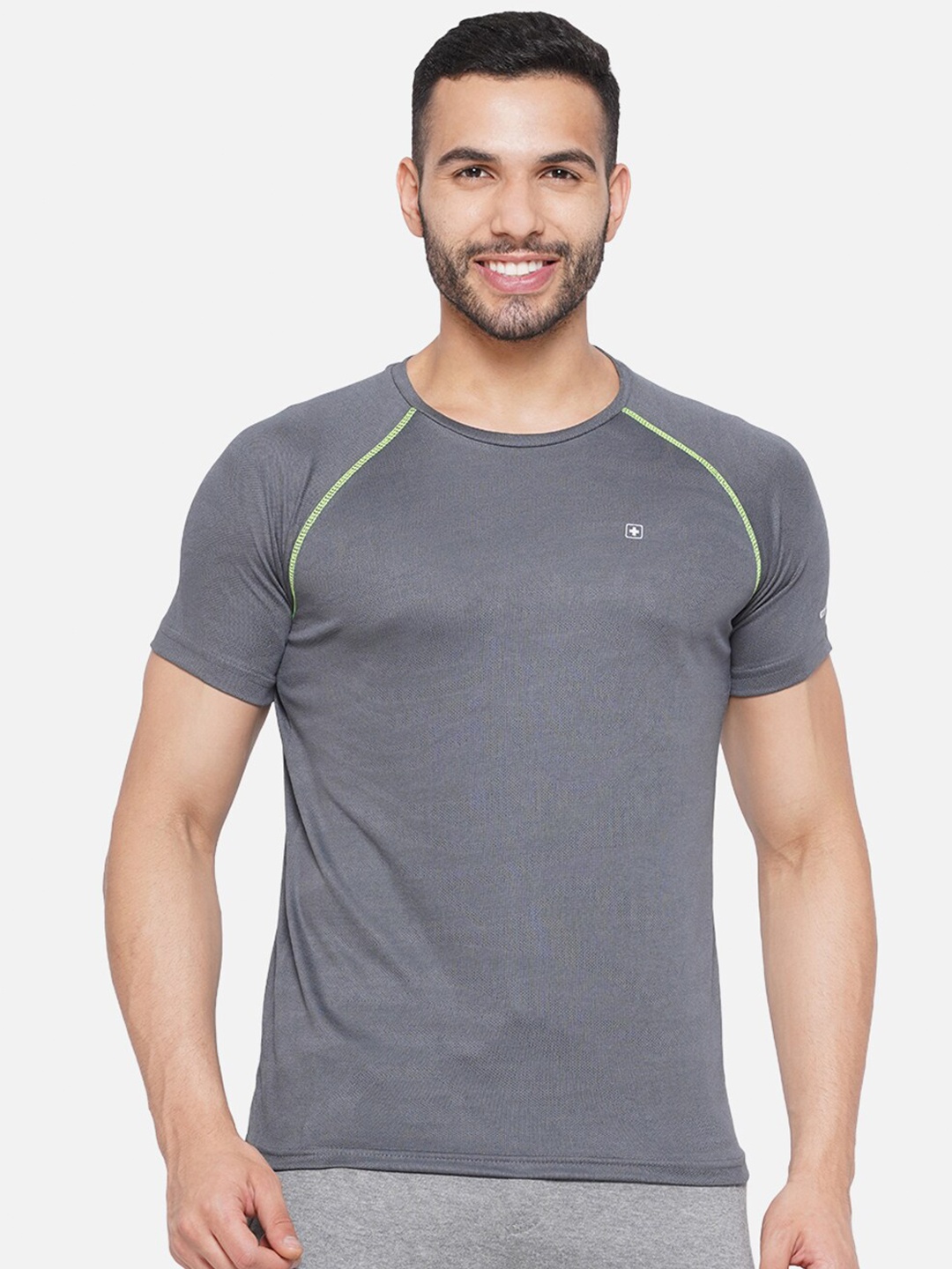 

SWISS MILITARY Raglan Sleeves Round Neck Sports T-shirt, Grey