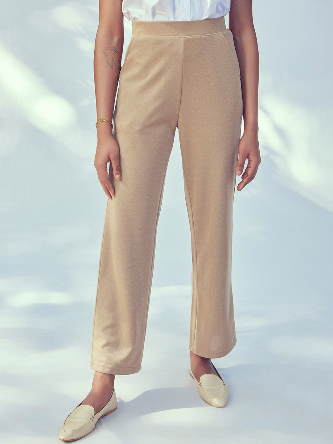 

The Label Life Women High-Rise Trousers, Beige