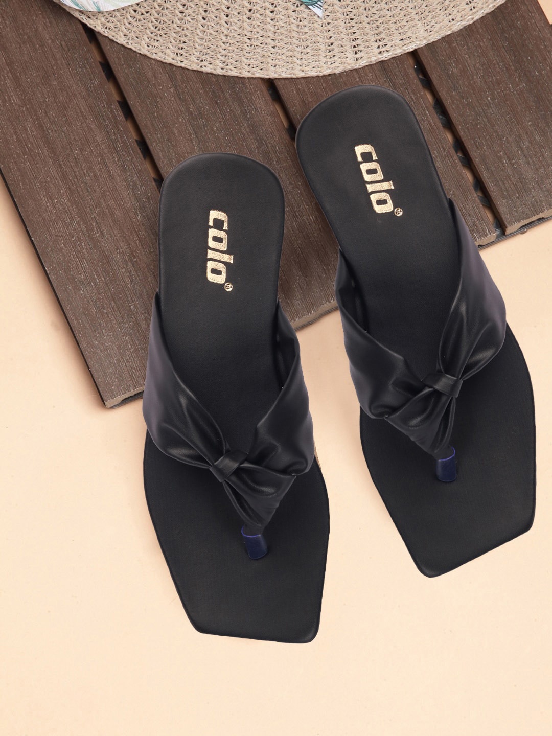 

Colo Women T-Straps Slip On Flats With Bows, Black