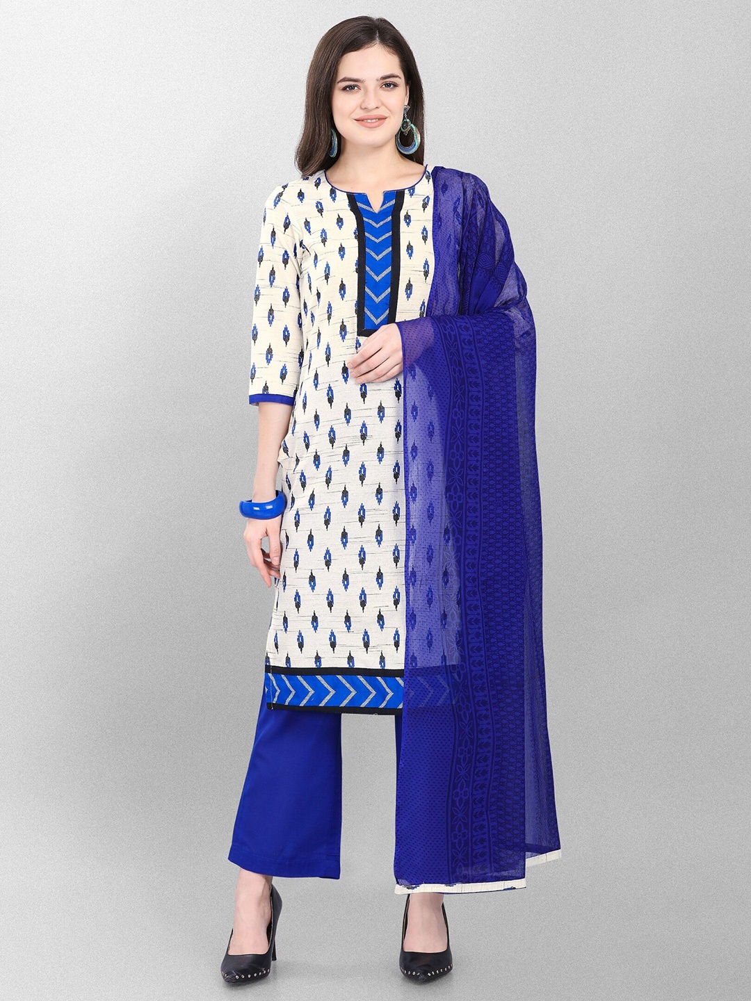 

Jevi Prints Printed Pure Cotton Unstitched Dress Material, Beige