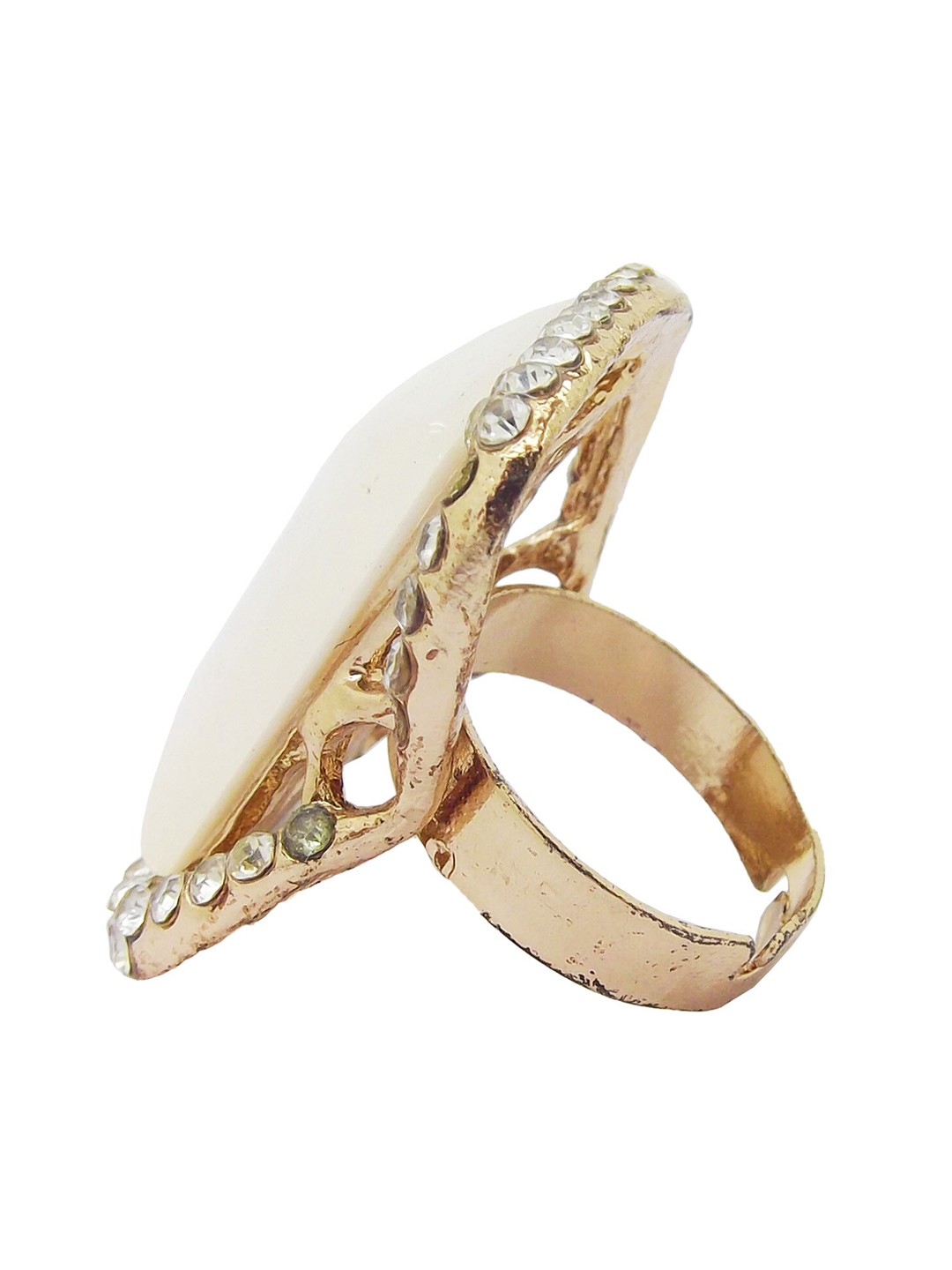 

FEMMIBELLA Rose Gold-Plated & AD Stone-Studded Finger Ring