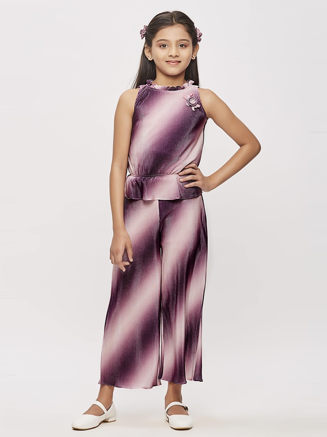 

Tiny Girl Girls Printed Top with Palazzos, Purple