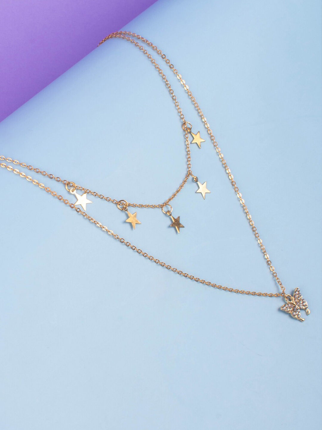 

Jewelz Gold-Plated Butterfly Layered Necklace
