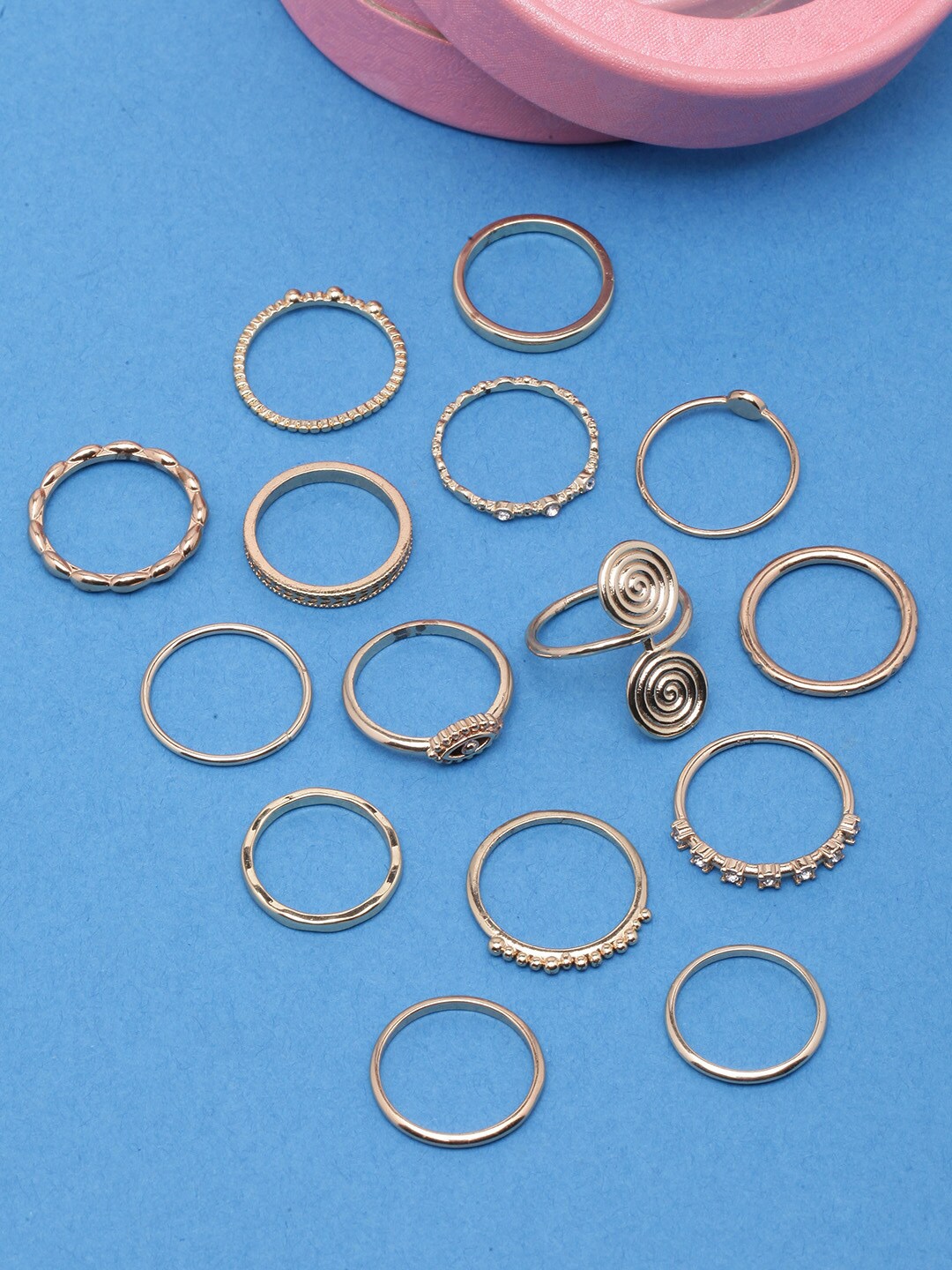 

DressBerry Set Of 15 Gold-Plated Finger Rings