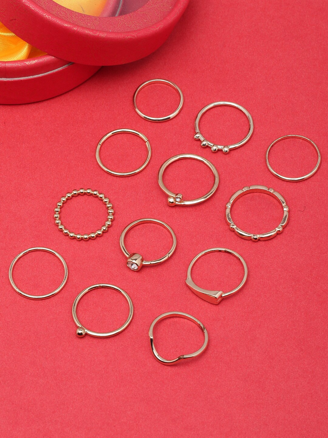 

DressBerry Set Of 12 Rose Gold-Plated Finger Rings