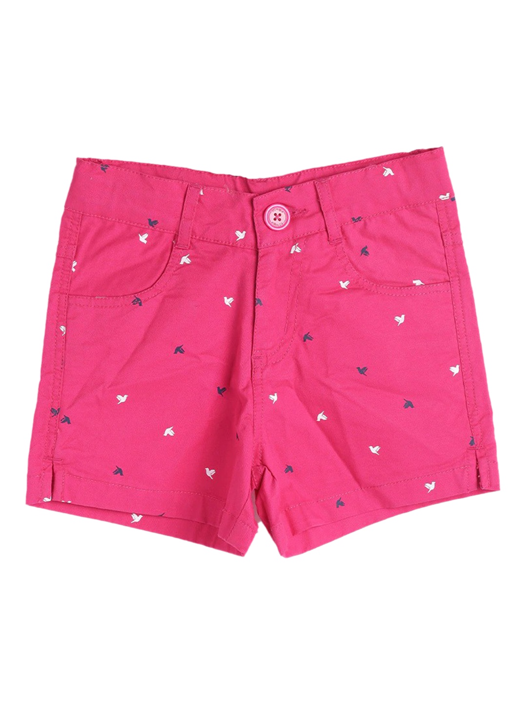 

612League Girls Conversational Printed Cotton Shorts, Pink