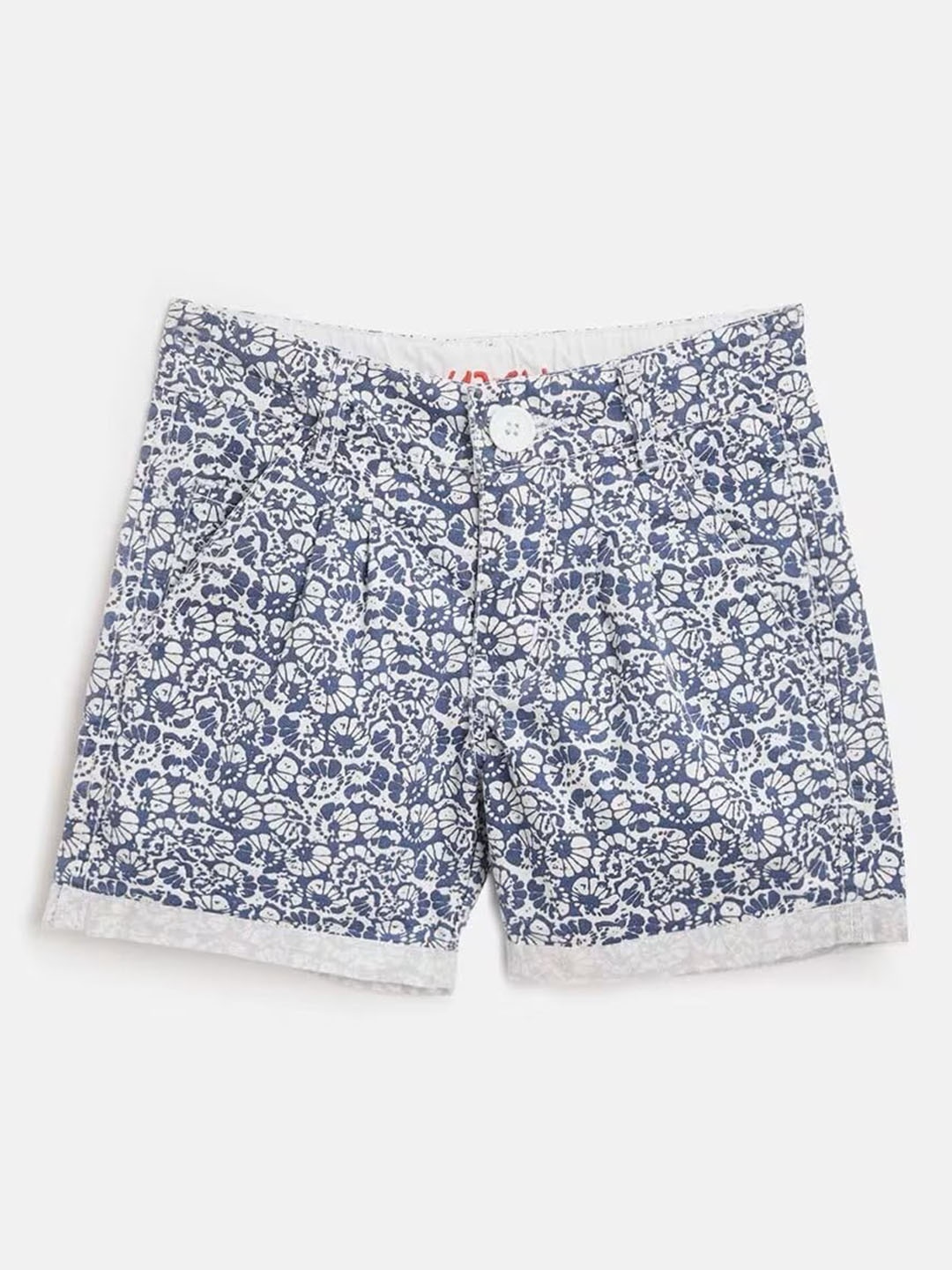 

612League Girls Floral Printed Cotton Shorts, White