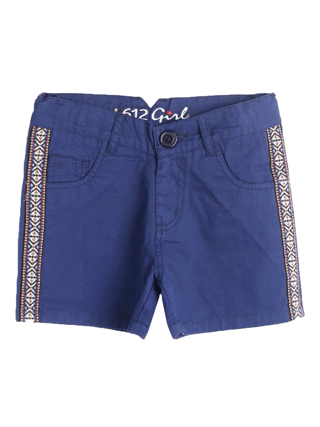 

612League Girls Mid-Rise Cotton Shorts, Blue