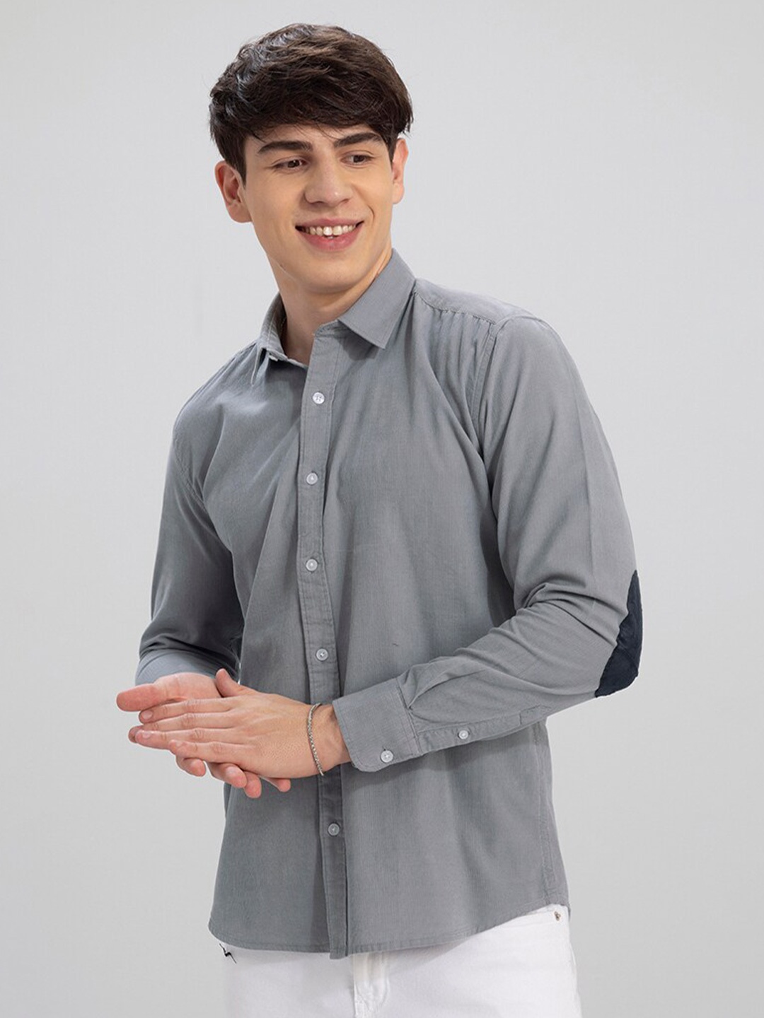 

Snitch Grey Slim Fit Casual Cotton Shirt
