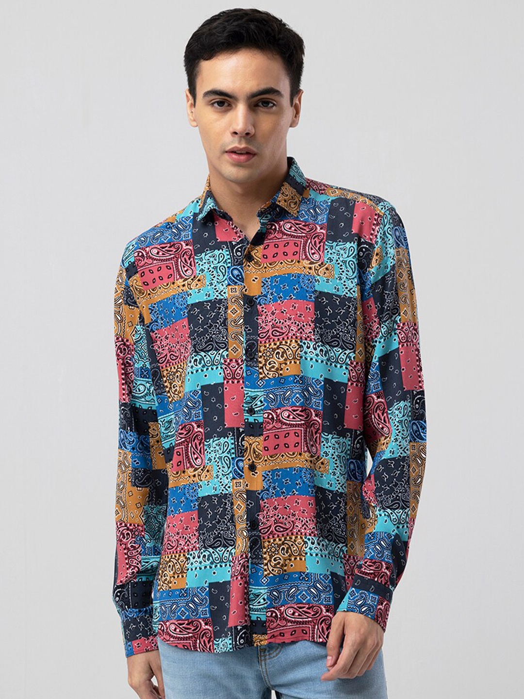 

Snitch Abstract Printed Casual Shirt, Blue