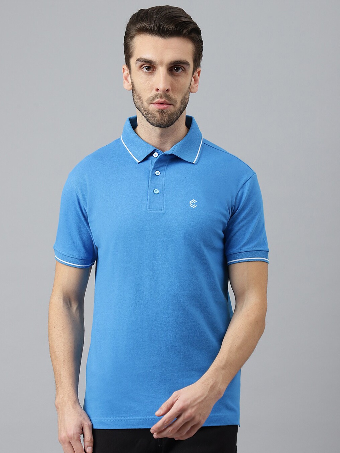 

COLOR CAPITAL Polo Collar Cotton T-shirt, Blue