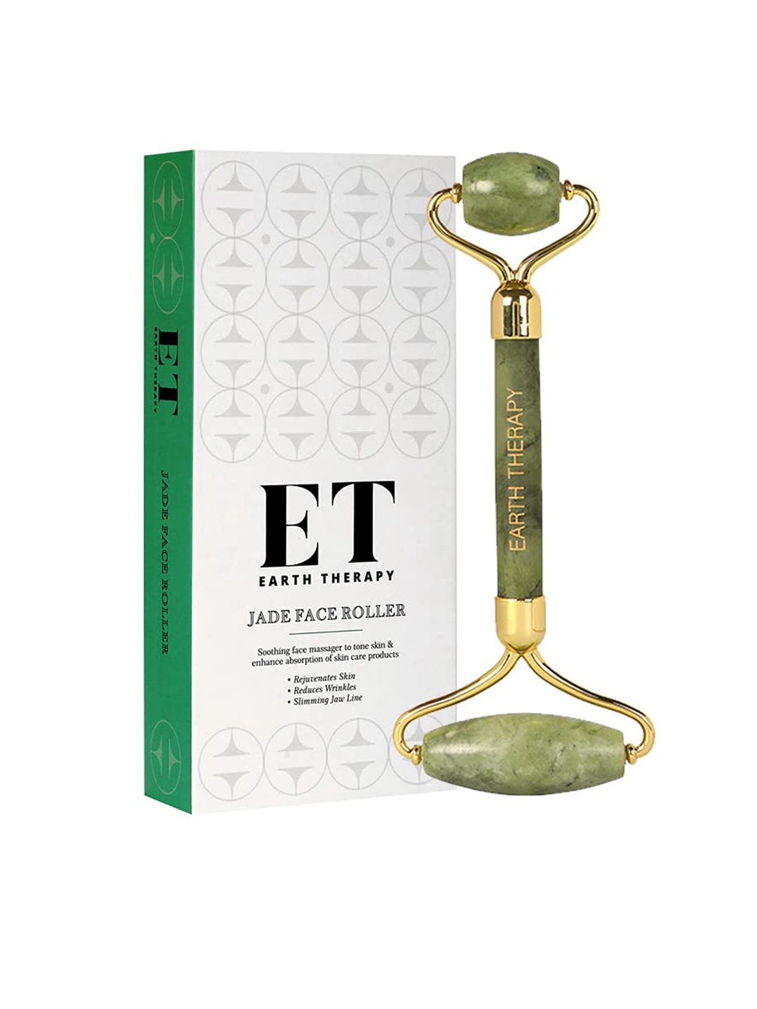 

EARTH THERAPY Double Side Stone Face Massager Roller-170g, Green