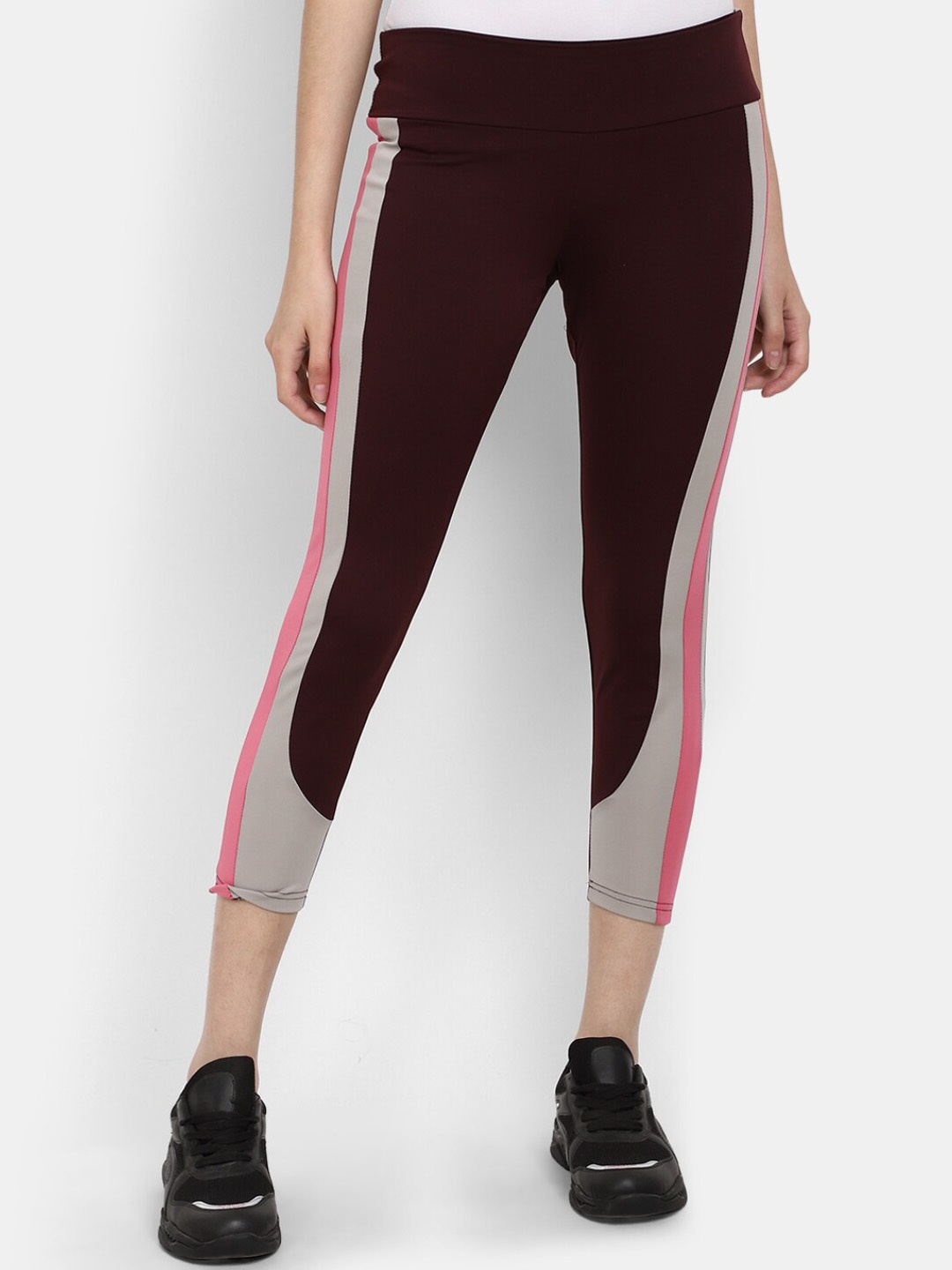 

V-Mart Women Self-Design Mid Rise Three-Fourth Length Track Pants, Brown