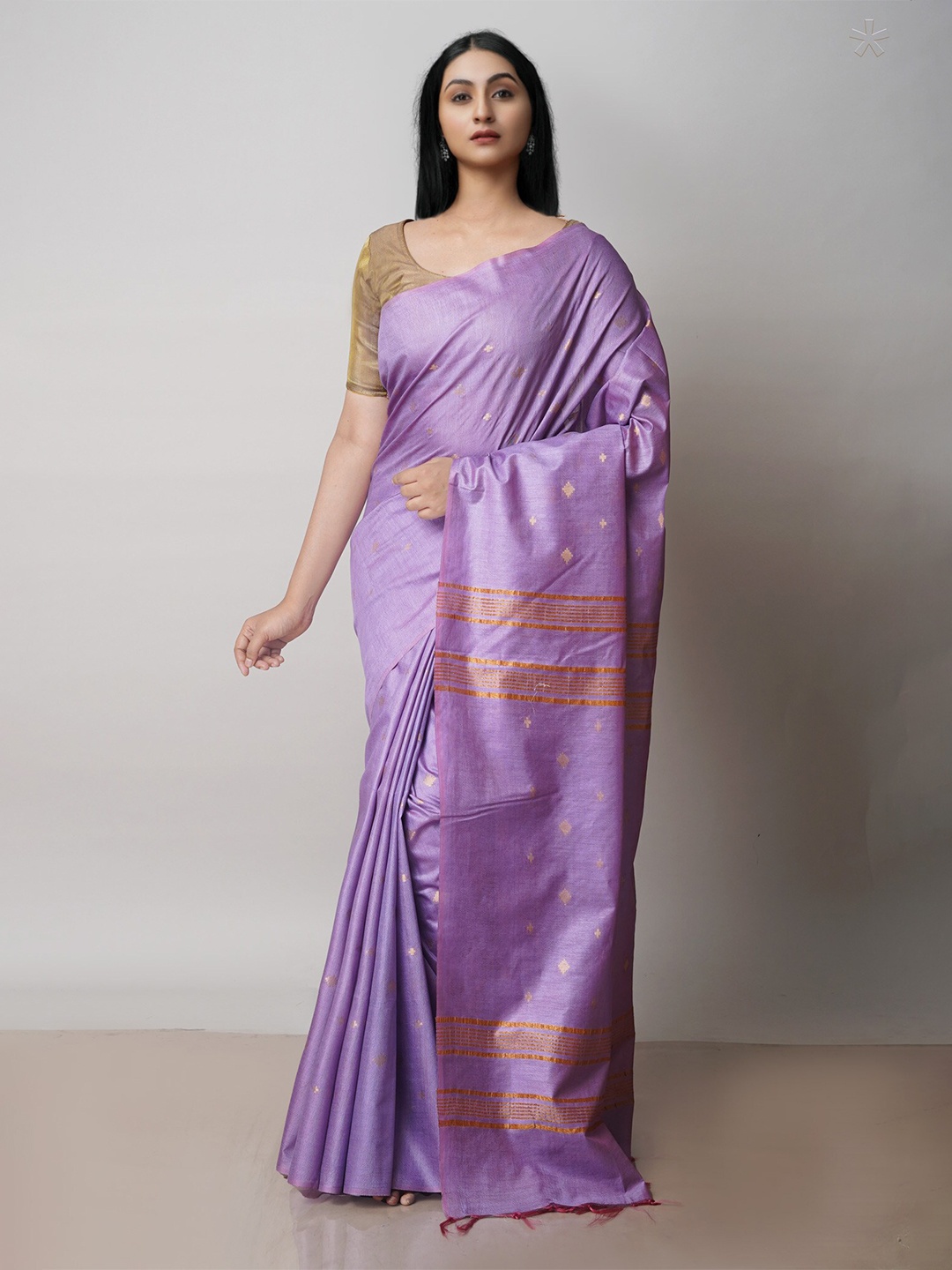 

Unnati Silks Ethnic Motif Silk Cotton Chanderi Zari Saree With Blouse Piece, Violet