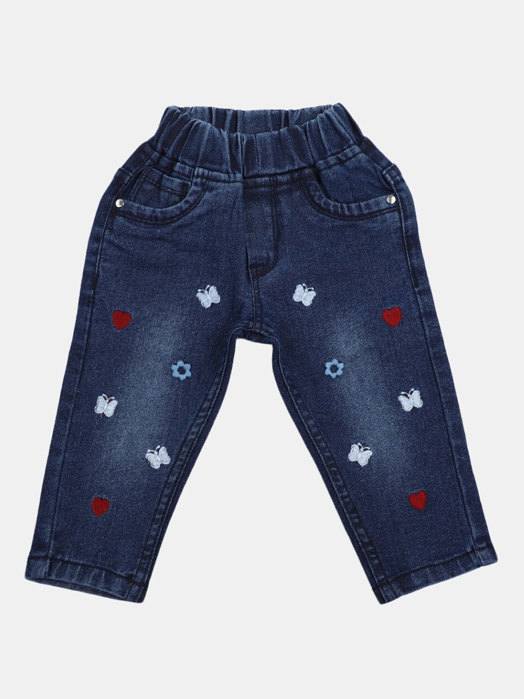 

V-Mart Kids Classic Fit Embroidered Light Fade Jeans, Blue