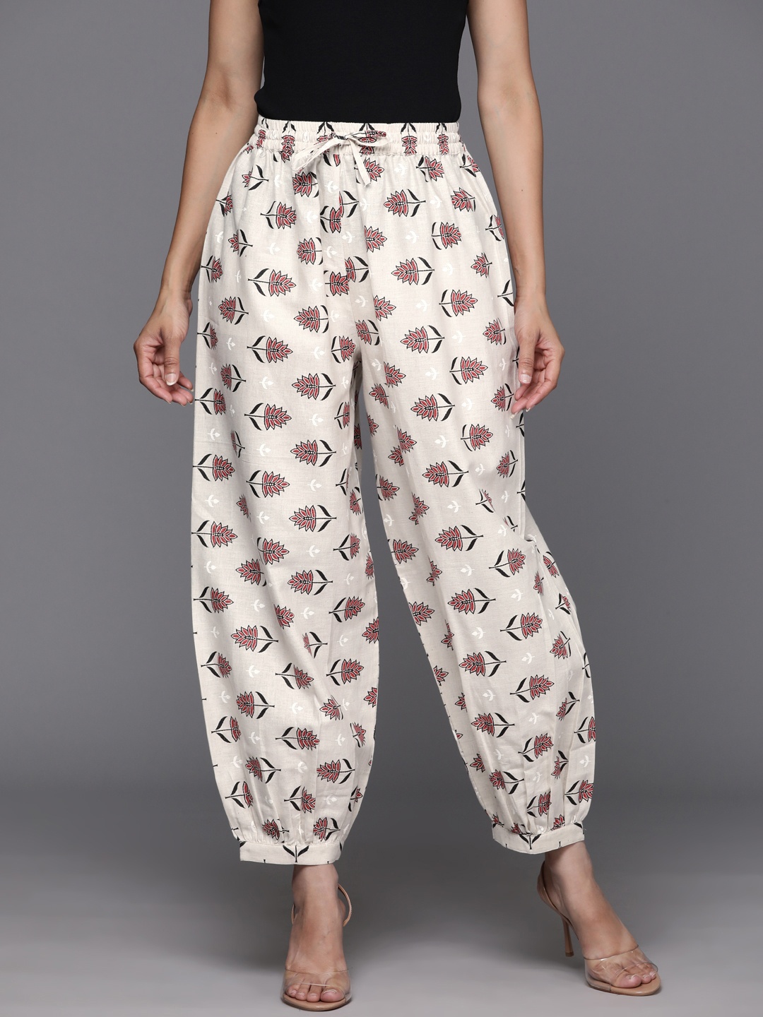 

Libas Cotton Floral Printed Salwar, Off white