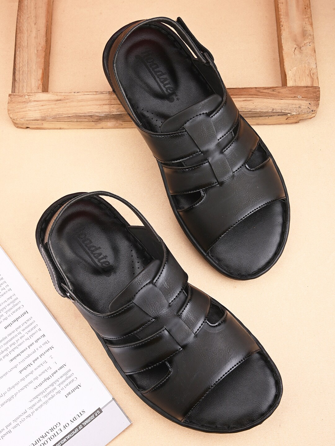 

Roadster Men Black Open Toes Comfort Sandals