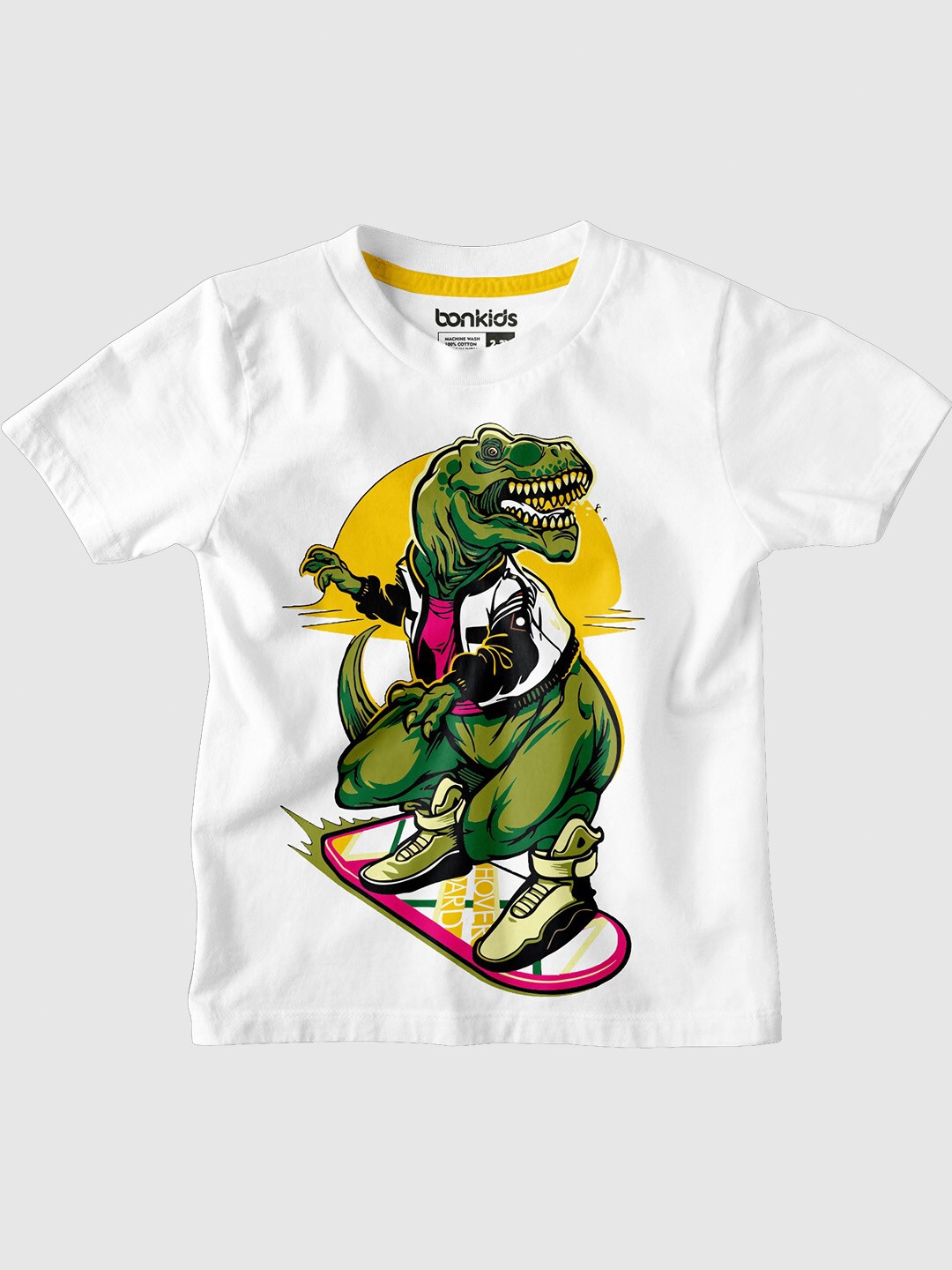 

BONKIDS Boys Graphic Printed Casual Cotton T-shirt, White