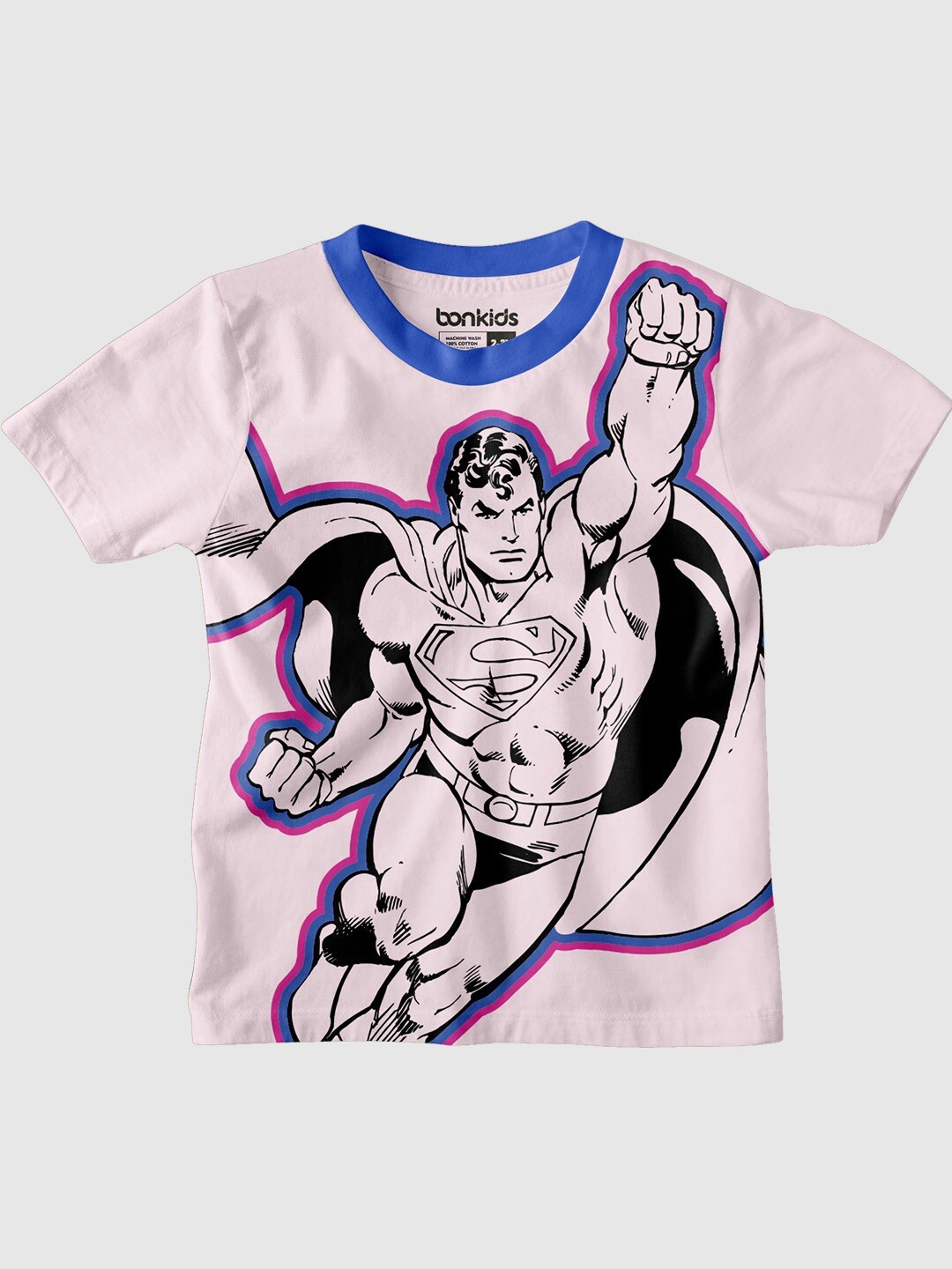 

BONKIDS Boys Super Man Printed Casual Cotton T-shirt, Pink
