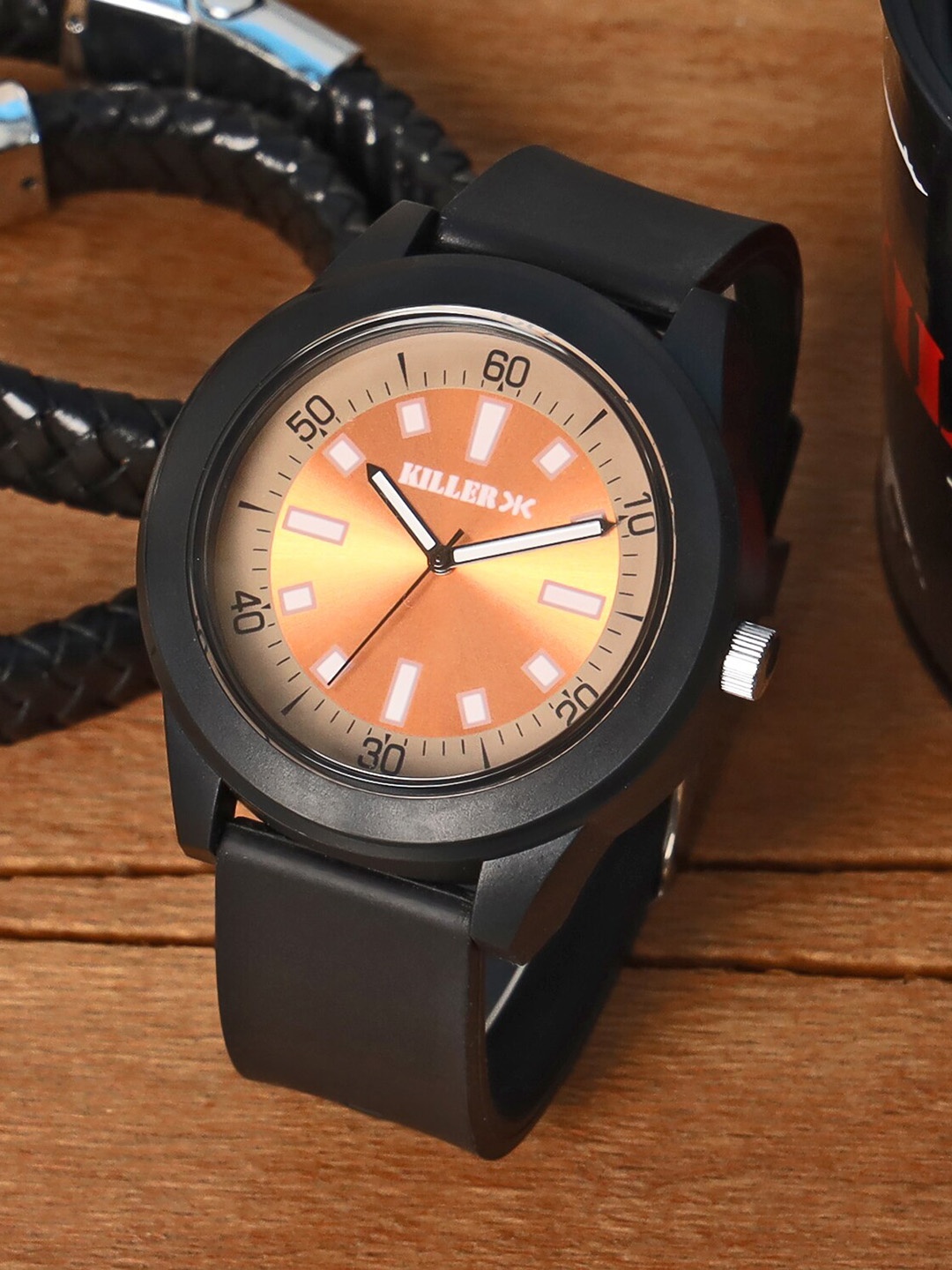 

Killer Men Brass Dial & Straps Analogue Watch KLMO50E, Orange