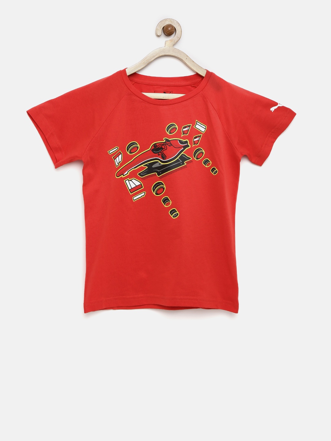 

PUMA Motorsport Boys Red Ferrari Graphic Printed SF Round Neck Pure Cotton T-shirt
