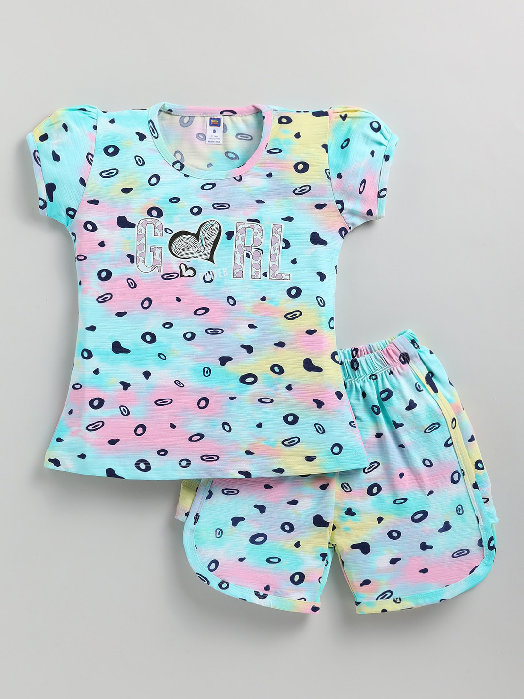 

Nottie Planet Girls Abstract Printed Pure Cotton Night Suit, Green