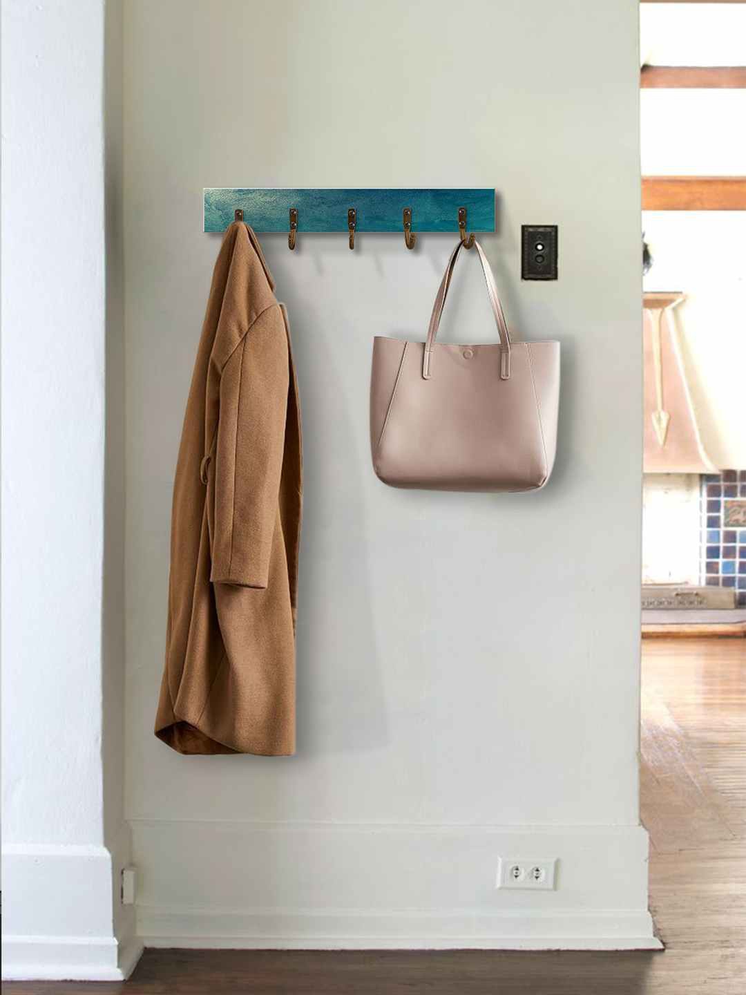 

999Store Blue MDF Hanger With 5-Hooks