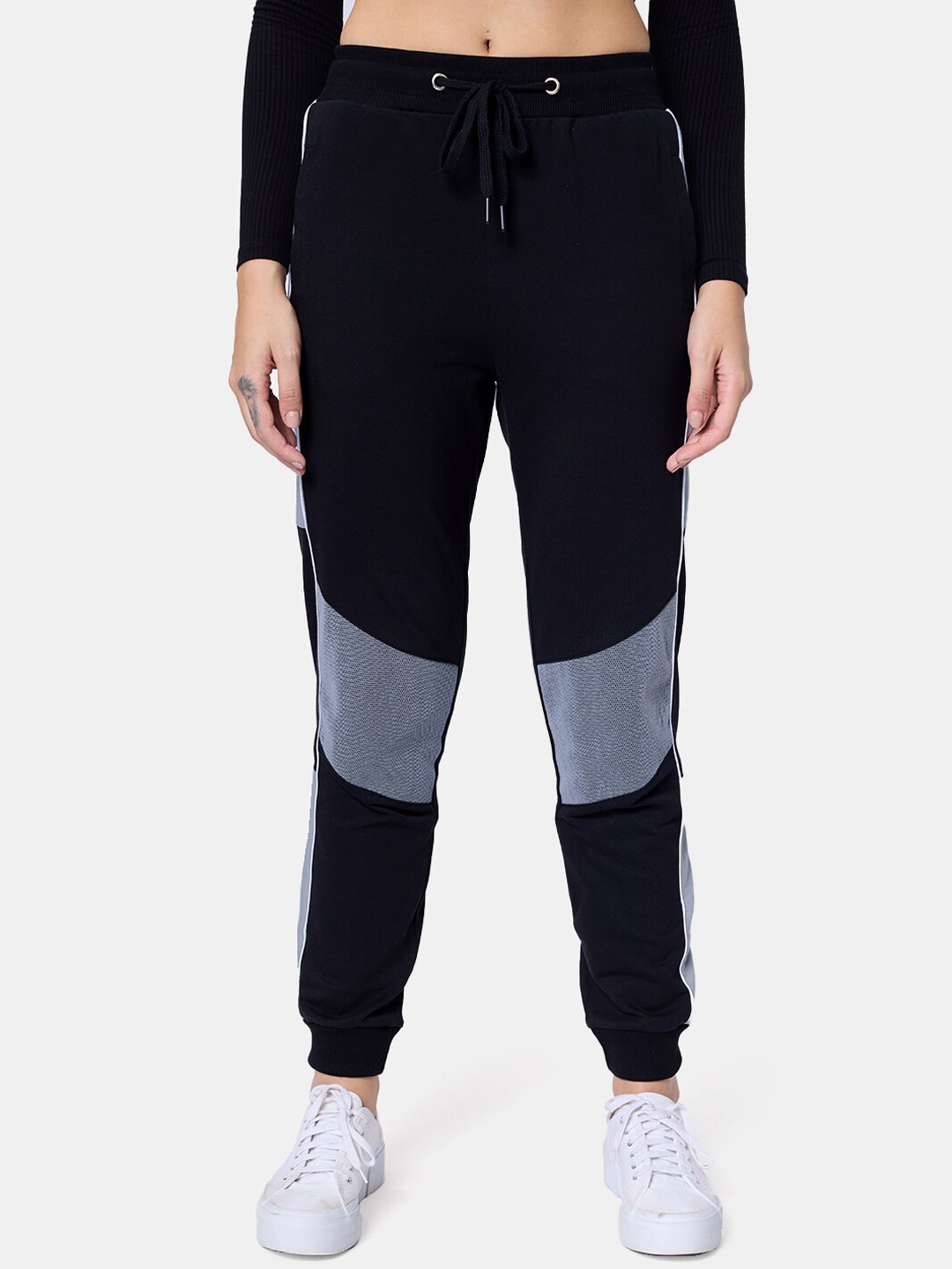 

The Souled Store Women Black Mid Rise Mesh Joggers
