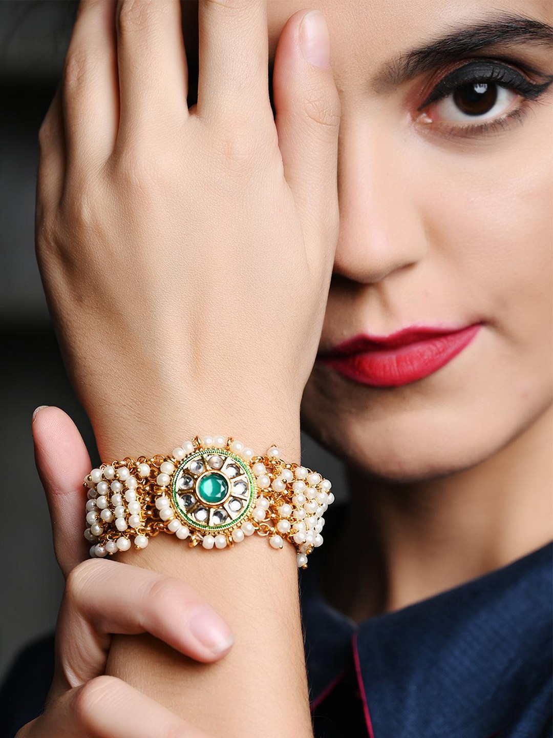 

ODETTE Women Pearls Wraparound Bracelet, Gold