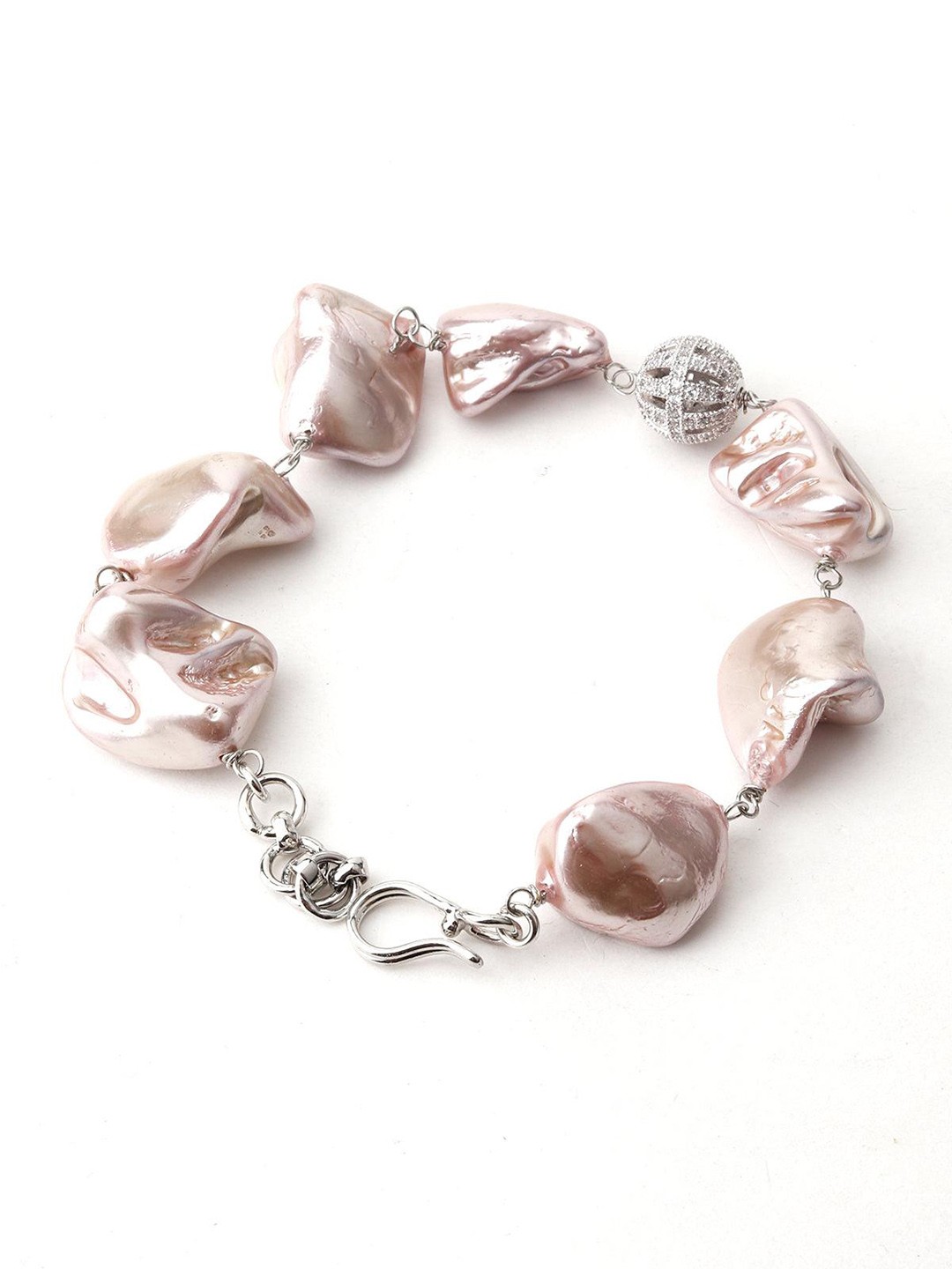 

ODETTE Beaded Metal Link Bracelet, Beige