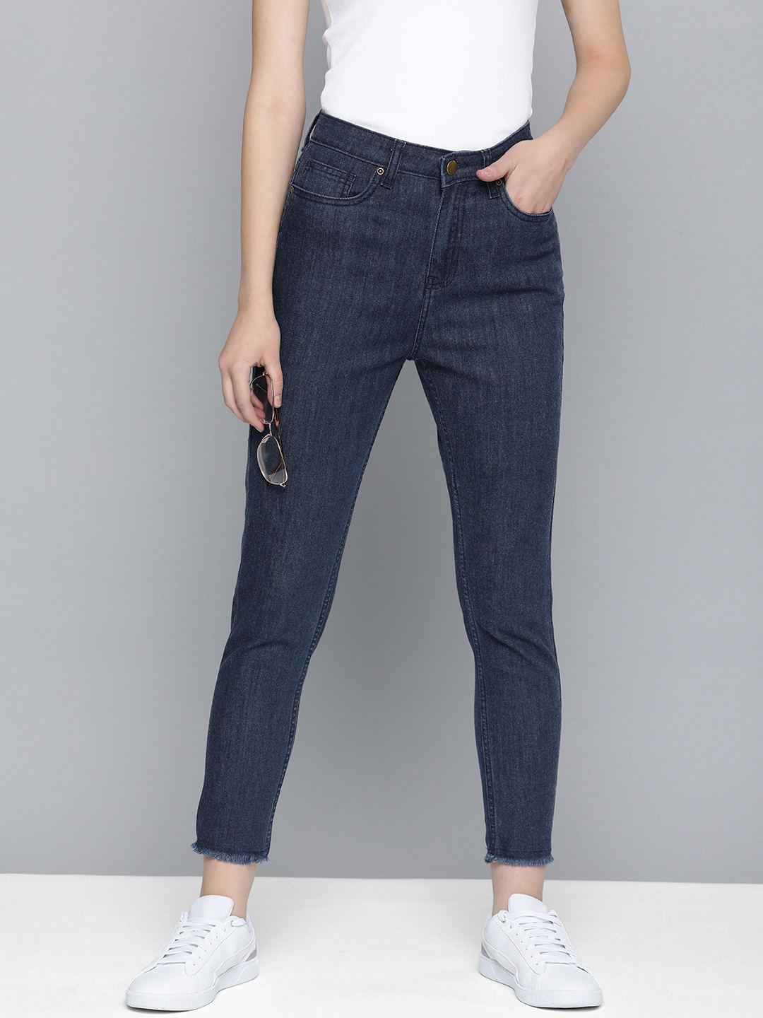 

Mast & Harbour Women Slim Fit High-Rise Jeans, Navy blue