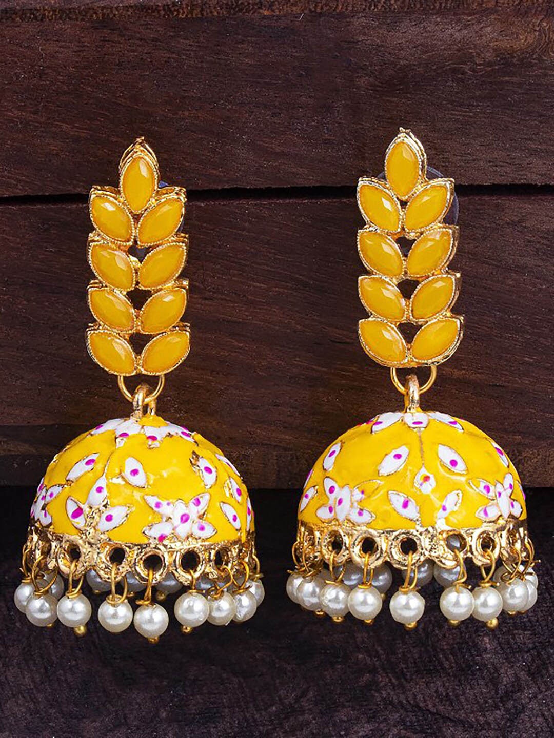 

Sukkhi Gold-Plated Dome Shaped Jhumkas Earrings, Yellow
