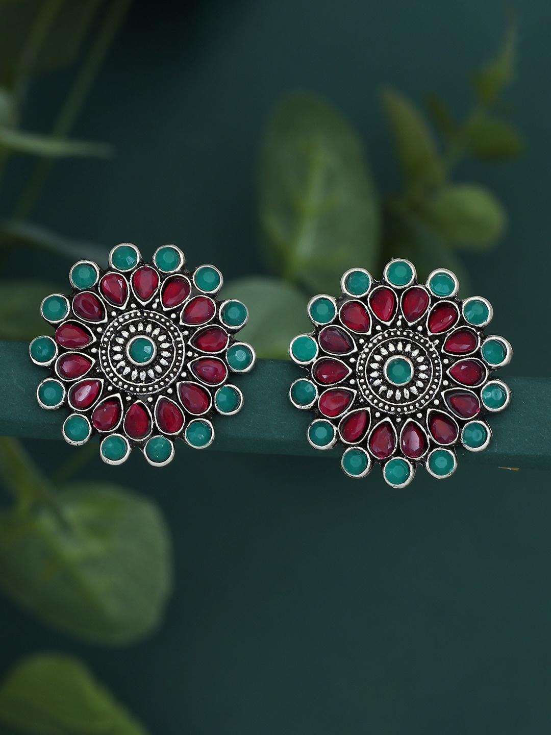 

Sukkhi Silver-Plated Oxidised Contemporary Stud Earrings