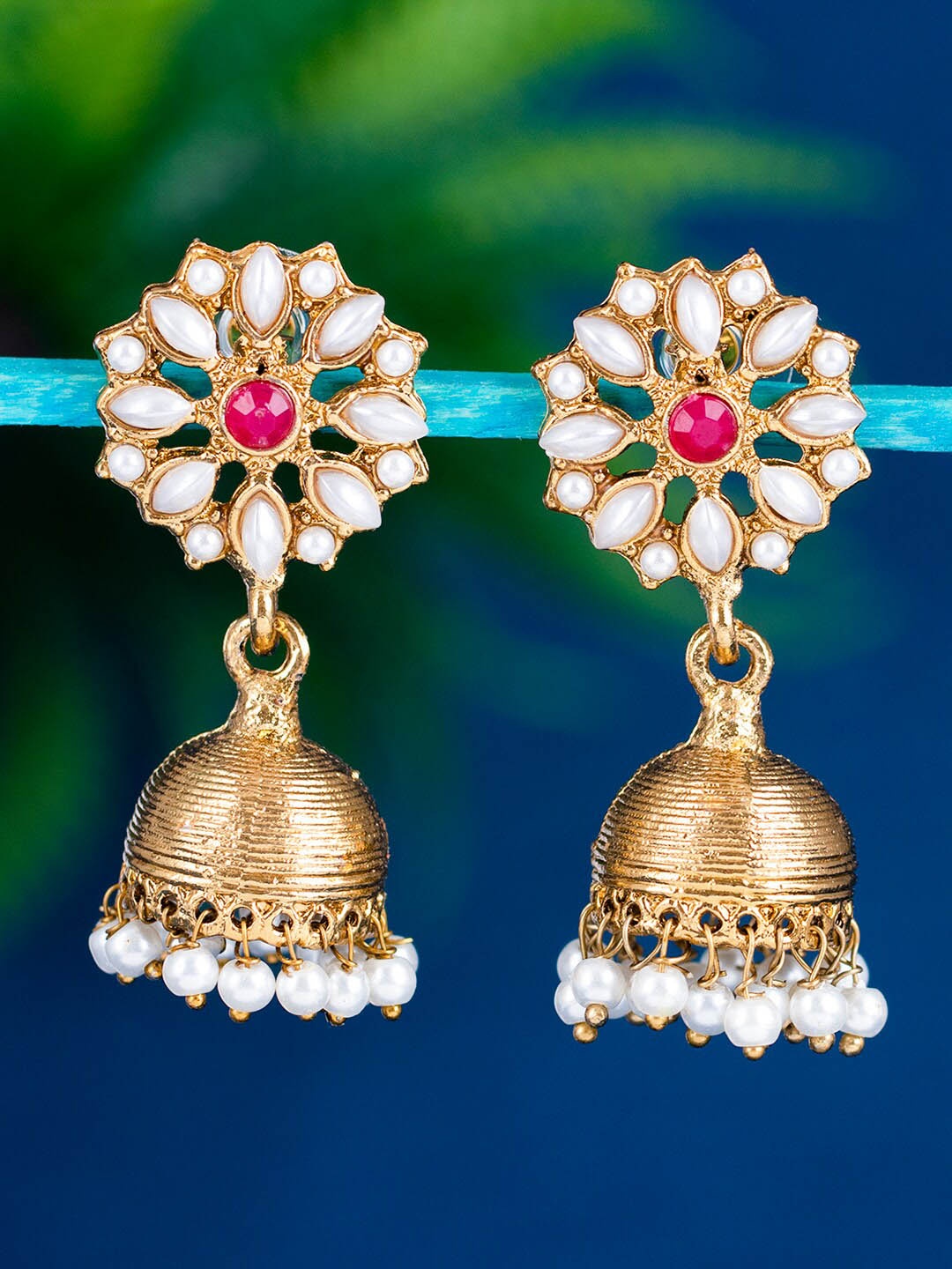 

Sukkhi Gold-Plated Floral Jhumkas Earrings