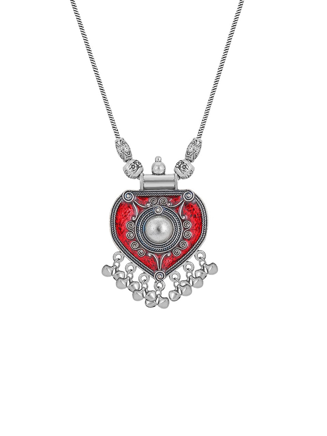 

Sukkhi Rhodium-Plated Beaded Pendant With Chain, Silver