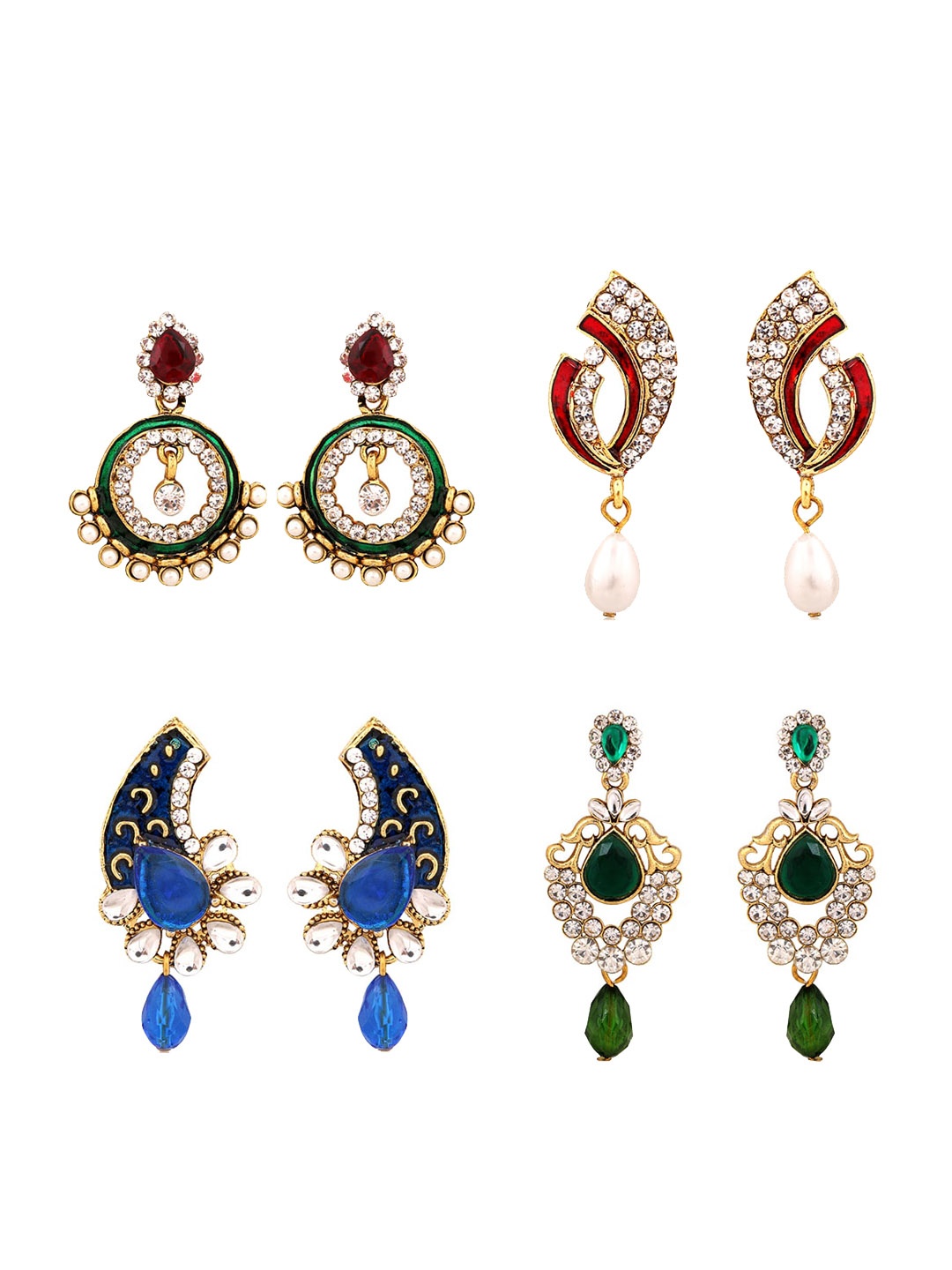 

Sukkhi Set of 4 Gold-Plated Contemporary Drop Earrings