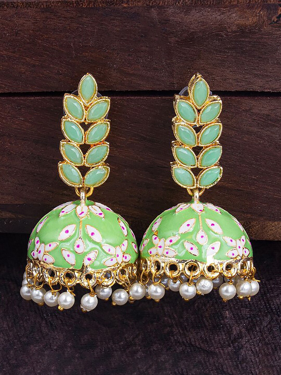 

Sukkhi Gold-Plated Contemporary Jhumkas Earrings, Olive