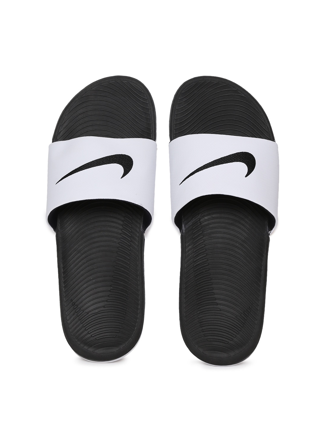 

Nike Men White & Black KAWA SLIDE Slip-On Flip Flops