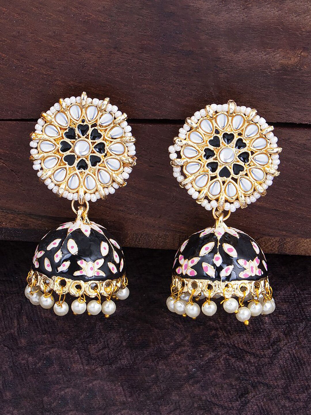 

Sukkhi Gold-Plated Contemporary Jhumkas Earrings, Black