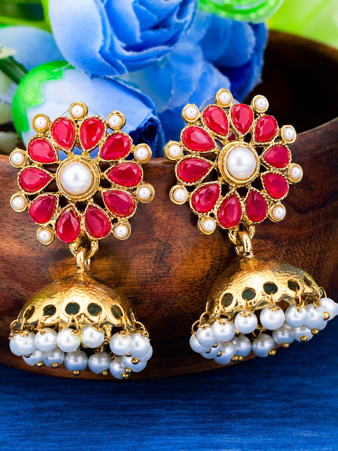 

Sukkhi Gold-Plated Floral Jhumkas Earrings