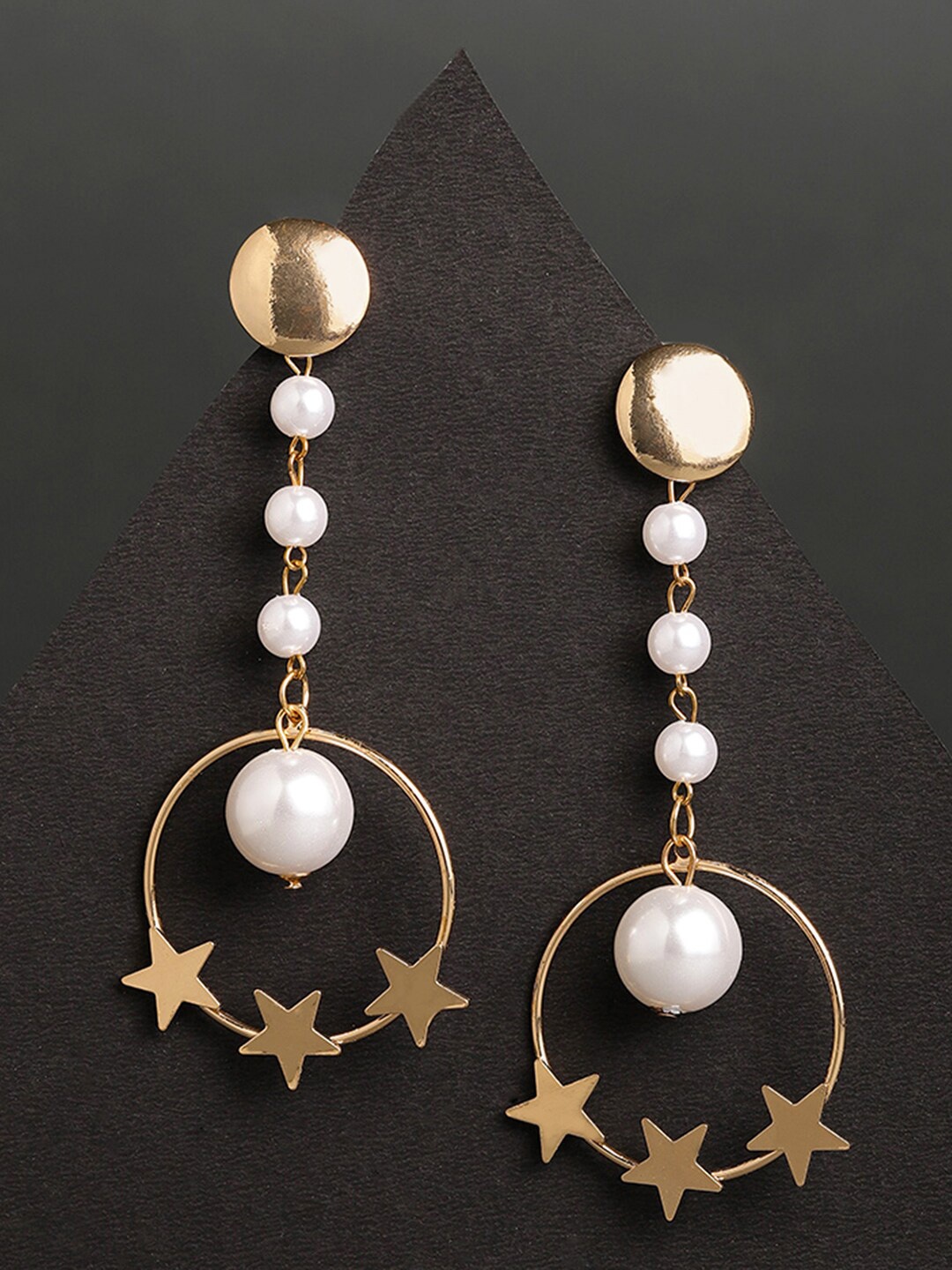 

Sukkhi Gold Plated Star and Pearl Circular Drop Earrings