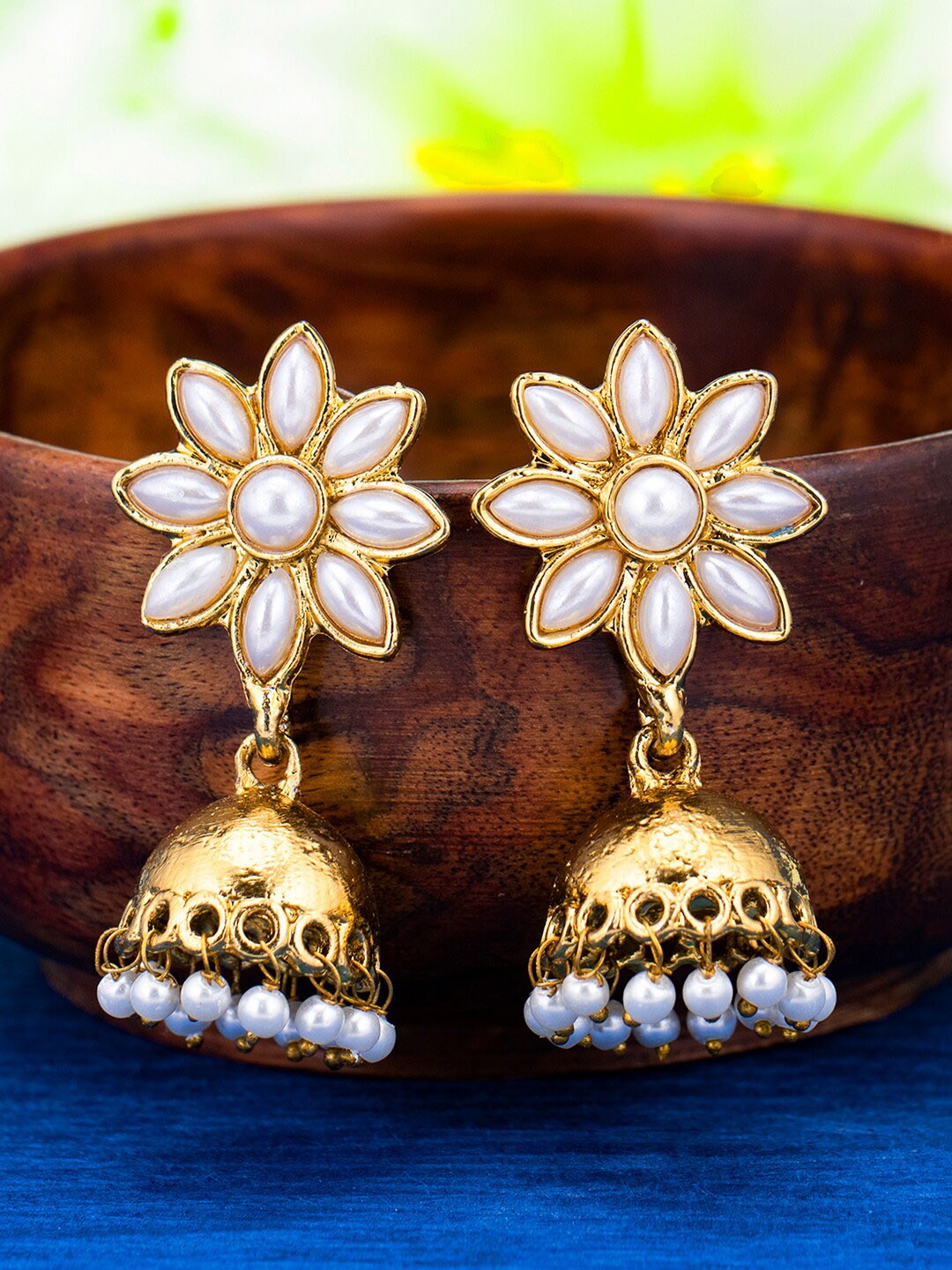 

Sukkhi Gold-Plated Floral Jhumkas Earrings