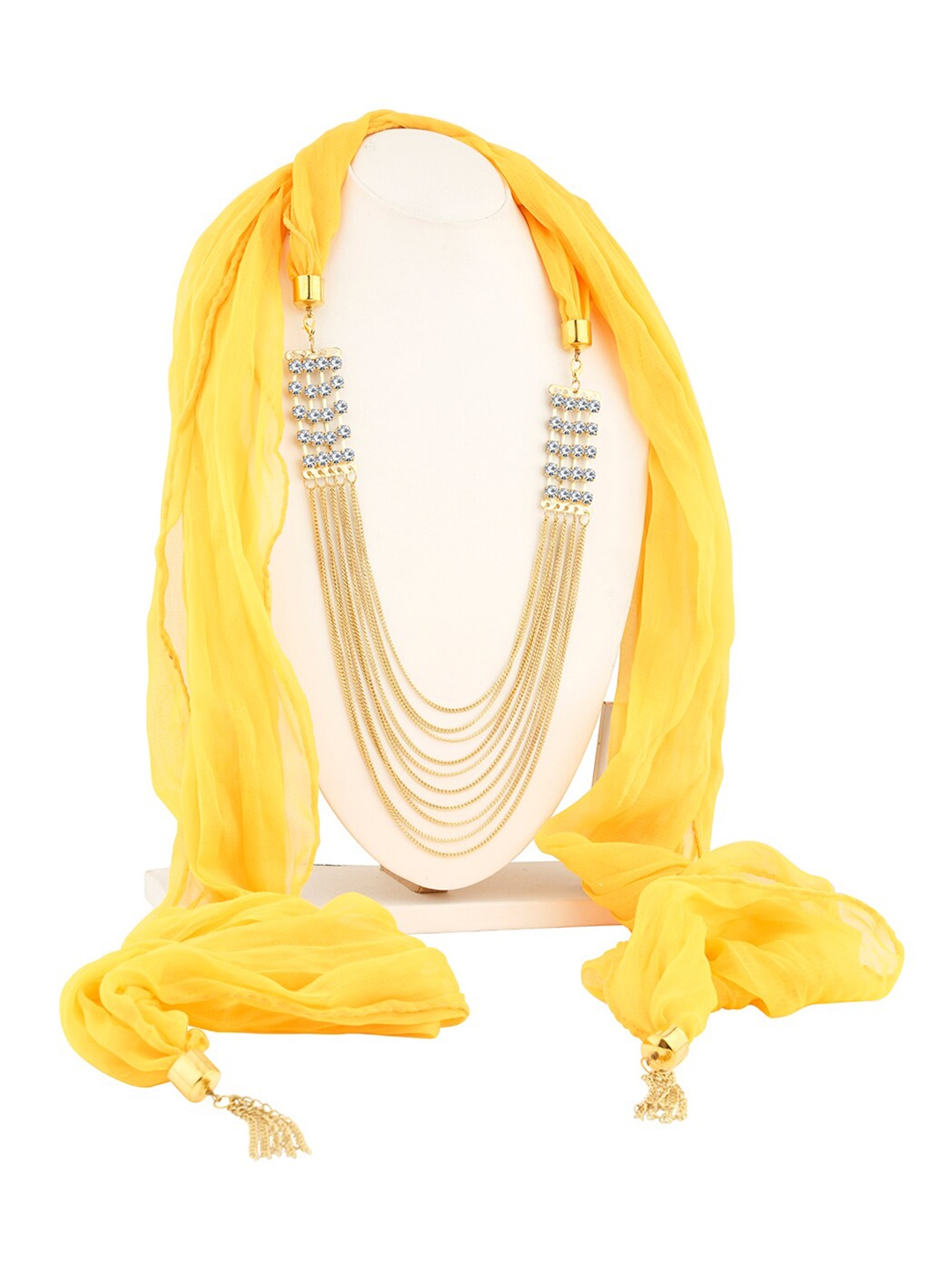 

Sukkhi Gold-Plated Stone-Studded Layered Scarf Necklace