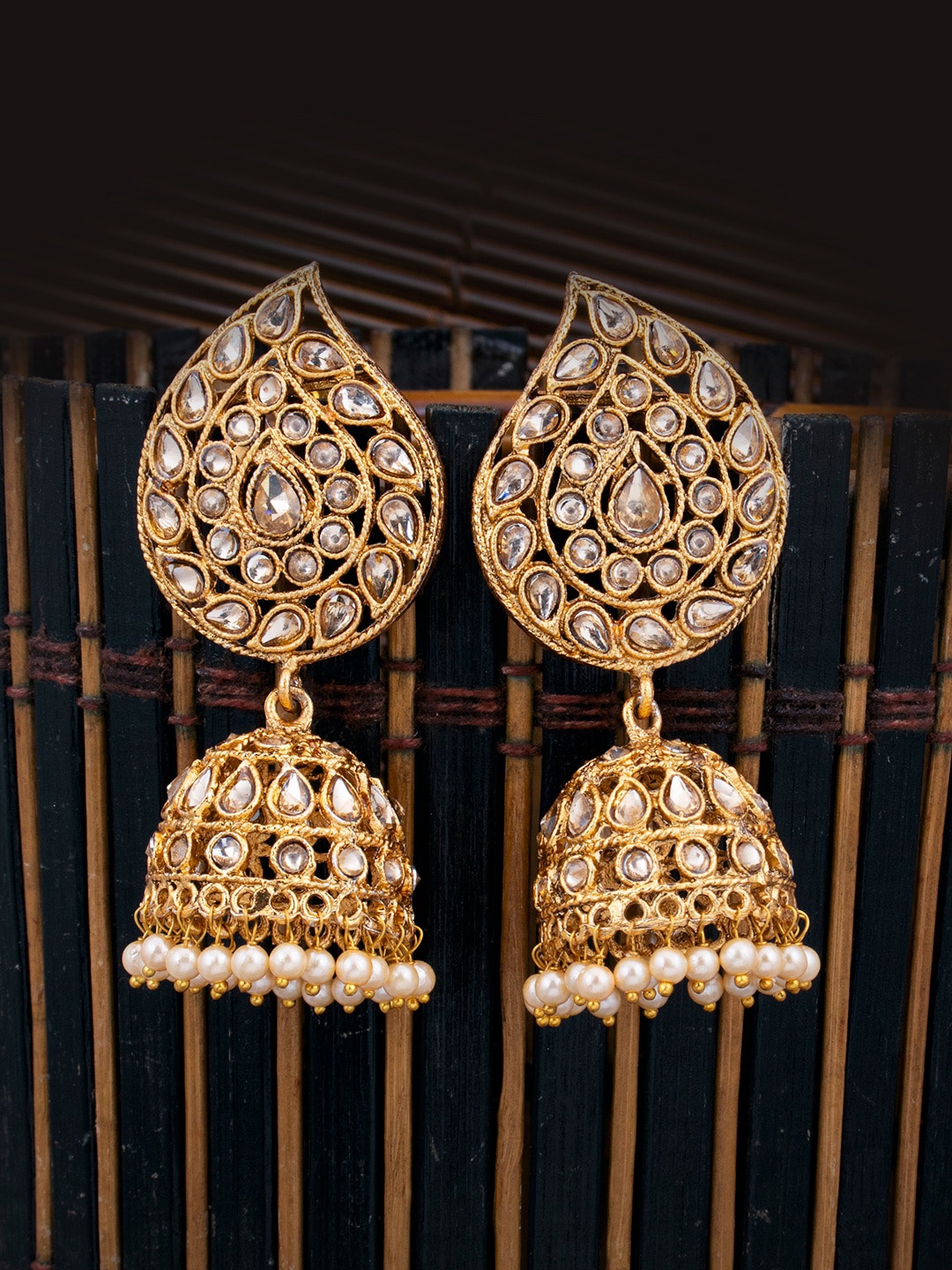 

Sukkhi Gold-Plated Paisley Shaped Jhumkas Earrings
