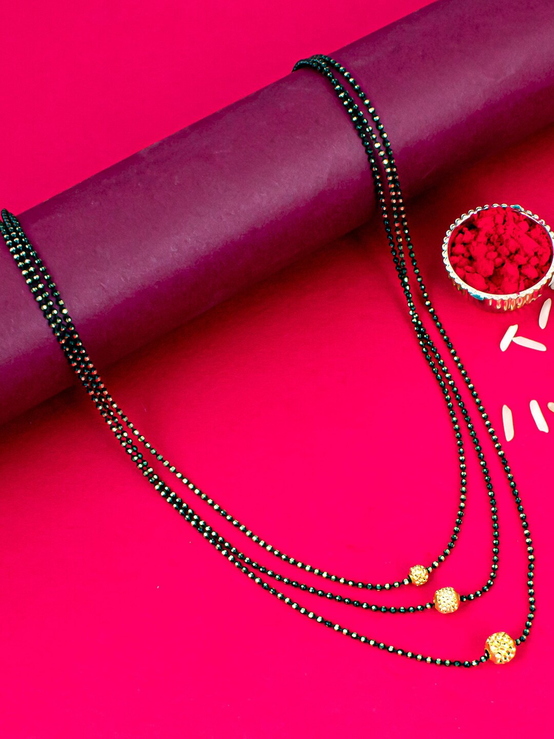 

Sukkhi Gold-Plated Beaded Layered Mangalsutra