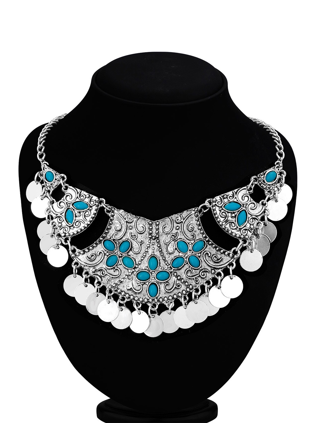 

Sukkhi Silver-Plated Stone-Studded Oxidised Necklace