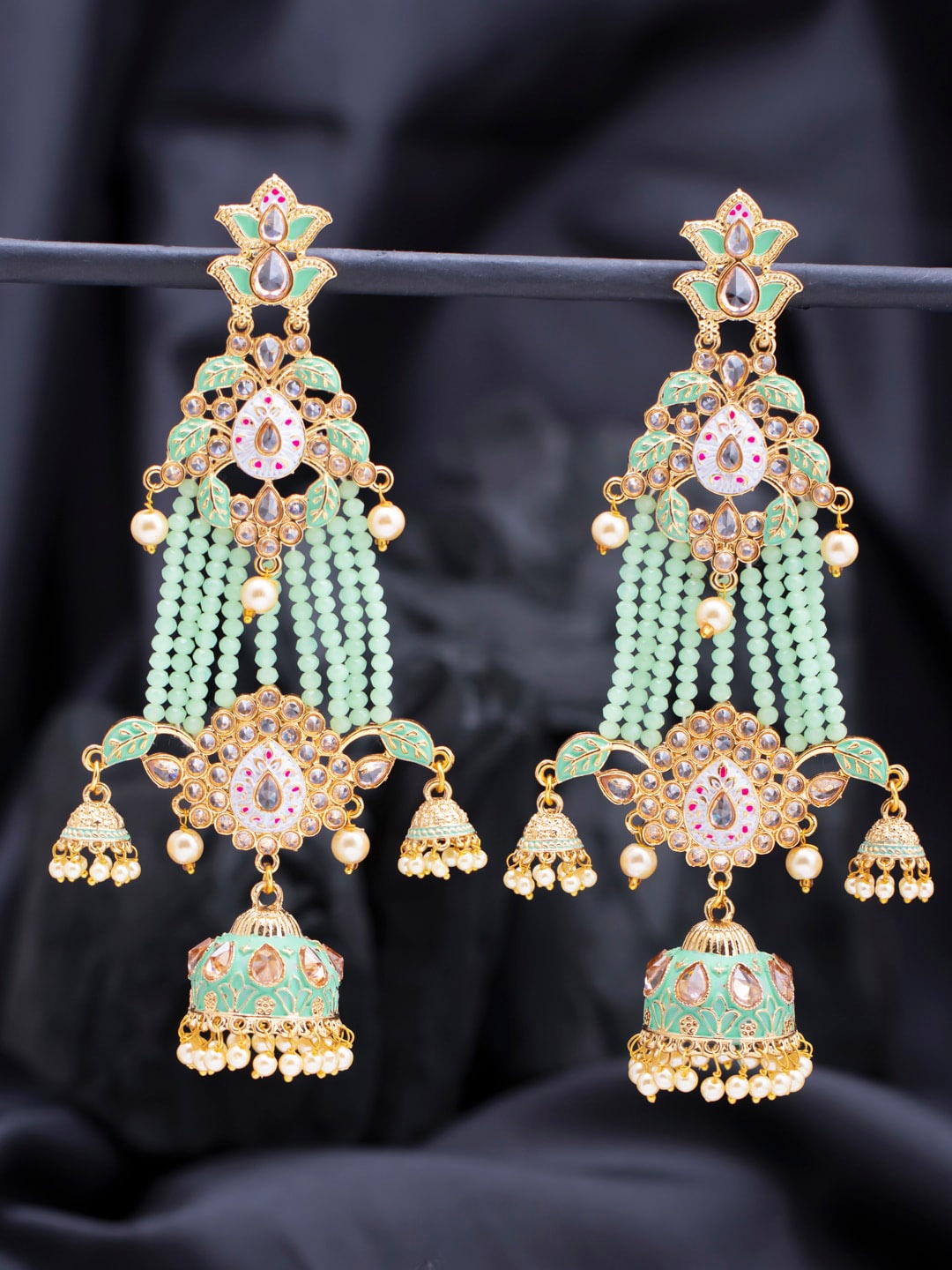 

Sukkhi Gold Plated Contemporary Kundan Meenakari Jhumkas