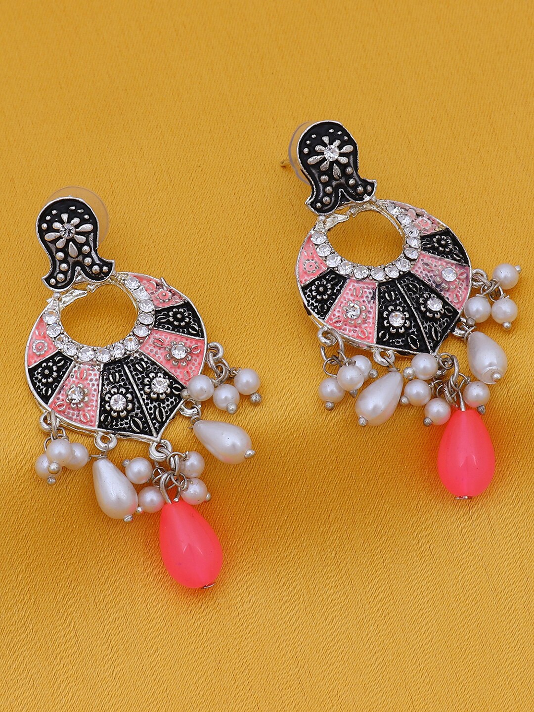 

Sukkhi Silver Plated Contemporary Oxidised Drop Earrings
